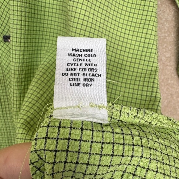 HABITAT Button Down Shirt Size Medium‎ Chartreuse Art to Wear Crinkle Gauzy - Picture 8 of 8